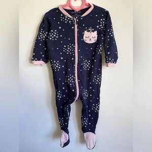 Pekkle Baby Girl One Piece Long Sleeve Pajama Unicorn Cat - 9 Months